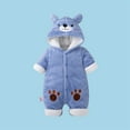 thumbnail image 2 of Girls' Footies Rompers Kids Cartoon Bear Jumpsuit Boys Winter Outfit Warm Bodysuit Cozy Romper Long Sleeve Onesies Girl Blue 12 M-24 M, 2 of 3