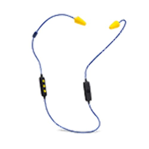 Plugfones Libèrent 2.0 Bluetooth Sans Fil Écouteurs Intra-Auriculaires- Casque de Réduction du Bruit avec Isolation du Bruit Micro et Contrôles (Bleu & Jaune)