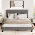 thumbnail image 3 of Full Size Upholstered Bed Frame with Adjustable Headboard, Linen Platform Bed with Wooden Slats Support, Noise-Free Mattress Foundation, No Box Spring Needed, Bedroom Furniture, 3 of 8