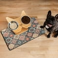 thumbnail image 3 of Boho Retro Floral Pet Feeding Mat-Abstract Art Pattern Absorbent Pet Placemat for Food and Water Bowl, with Waterproof Rubber Backing, Quick Dry Water Dispenser Mat for Dog and Cat (12"x20"), 3 of 7