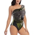 thumbnail image 3 of Gukieu Daisy Koala Print One-shoulder Ruffled One-piece Swimsuit with Removable Chest Pads and Tummy-control Swimsuit for Women-Large, 3 of 6