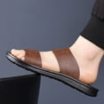 thumbnail image 6 of Handshe Men's Breathable Soft Sole Slides – Lightweight Leather Sandals with Open-Toe Design & Thick Cushioned Base for Casual Beachwear & Spring Summer Comfort Footwear,Plus Size, 6 of 9