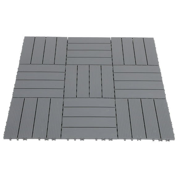 OFFIGAM 11-Piece Grey Interlocking Deck Tiles Set for Outdoor Patio, Balcony, Garden, Walkway and