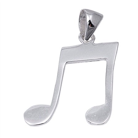 Cute Music Note Pendant .925 Sterling Silver High Polish Shiny Scale Sing Charm Jewelry Female