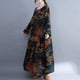 thumbnail image 3 of Vestido de mujer Irfora Vestido vintage suelto con estampado de bolsillos Vestido de manga larga con cuello en O Irfora Vestido de mujer, 3 of 5