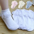 thumbnail image 2 of Baby Girl White Lace Ruffle Socks Breathable Baby Socks Spring Autumn Summer Dress Socks, 2 of 5