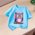 thumbnail image 6 of BXSRUTA Girls Owl Print Cotton Short Sleeve T-Shirt Summer Casual Tee for Big Kids 2-14 Years, 6 of 8
