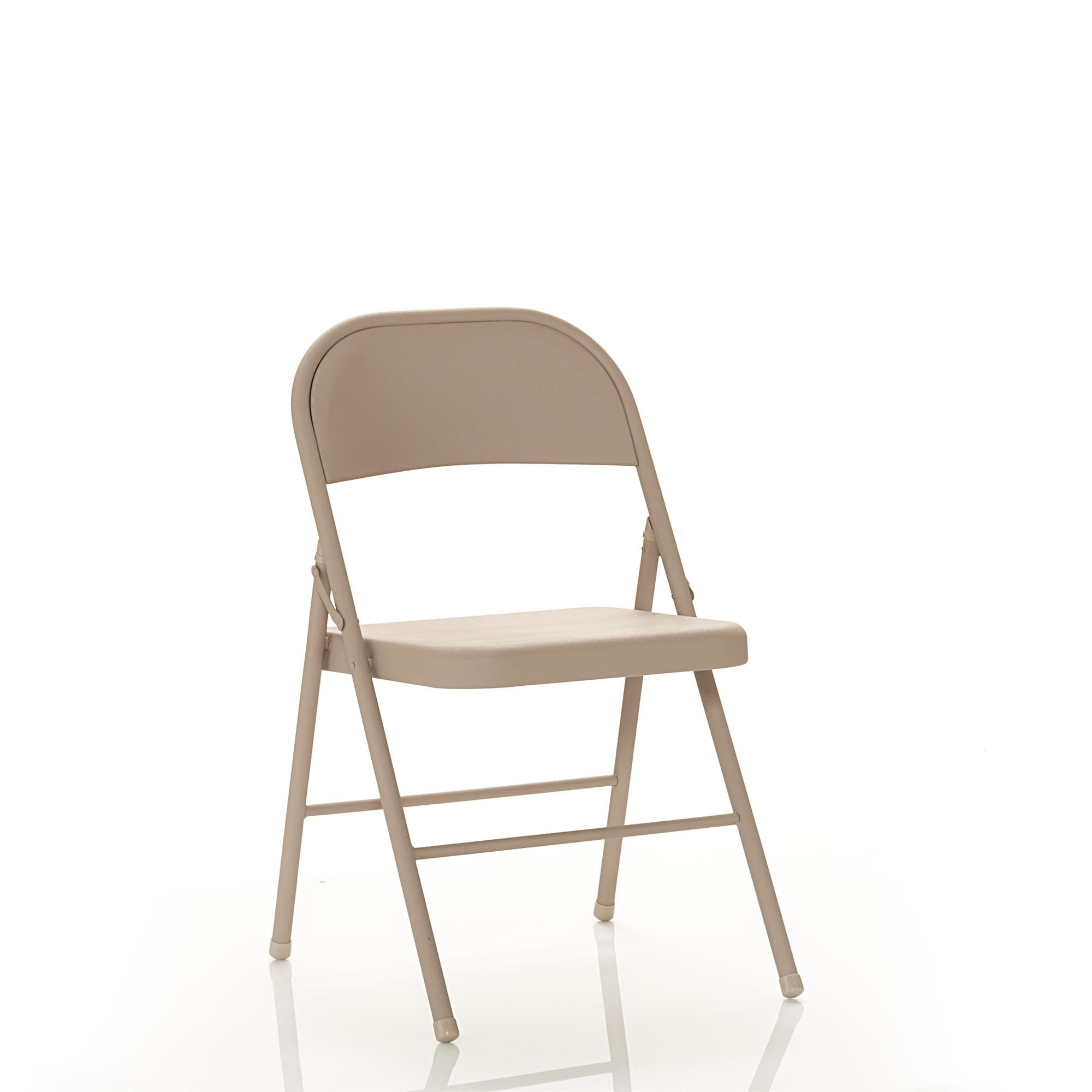 Mainstays All-Steel Metal Folding Chair, Double Braced, Antique Linen