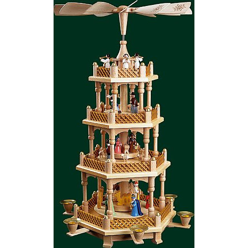 Pinnacle Peak Trading Co 3 Tier Nativity Colorful German Wood Christmas