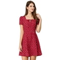 thumbnail image 1 of Vestido de Manga Corta Allegra K estampado Floral de Corazón rojo XS, 1 of 6