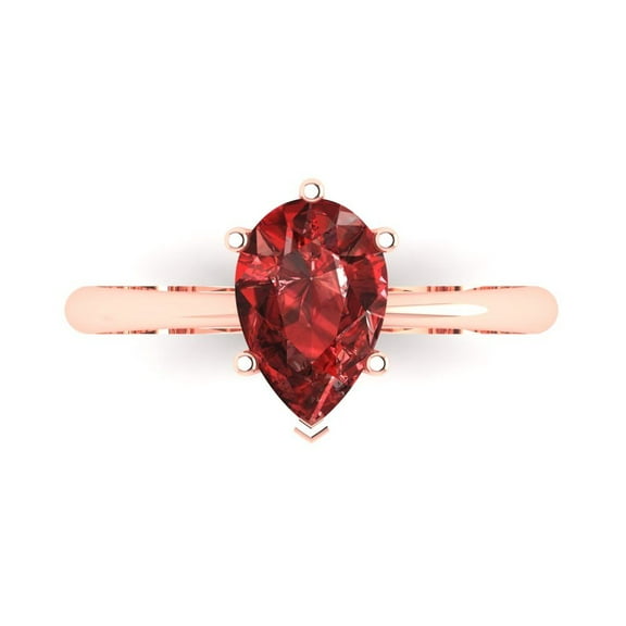 Solitaire Engagement Ring for Women - 1.5ct Natural Garnet in 18K Rose Gold Promise Ring
