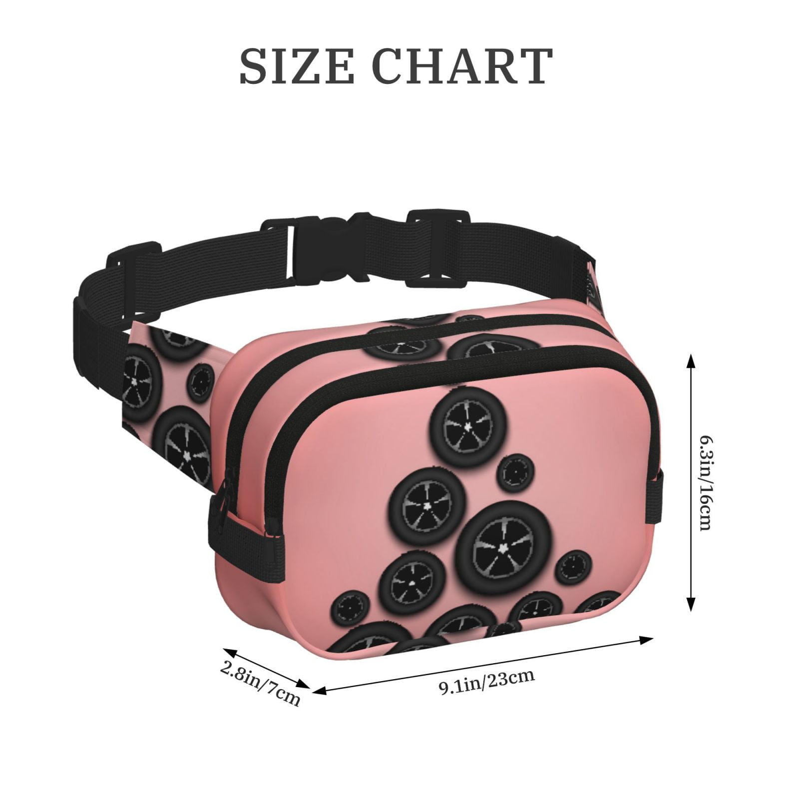 Picia Happy New Year Print Square Double-Layer Waist Bag Mini Adjustable Waist Belt Bag Exercise Running Travel Hiking