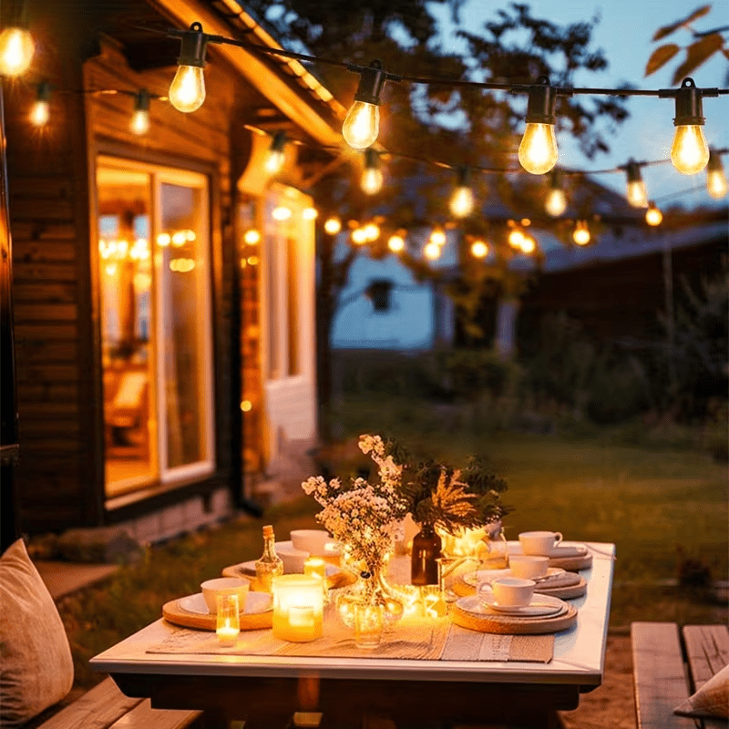 36 FT Outdoor String Lights with 15 Shatterproof Patio Vintage Edison Bulbs,2700K Dimmable, IP65 Waterproof for Outside, Patio Chrismas New Year Decor