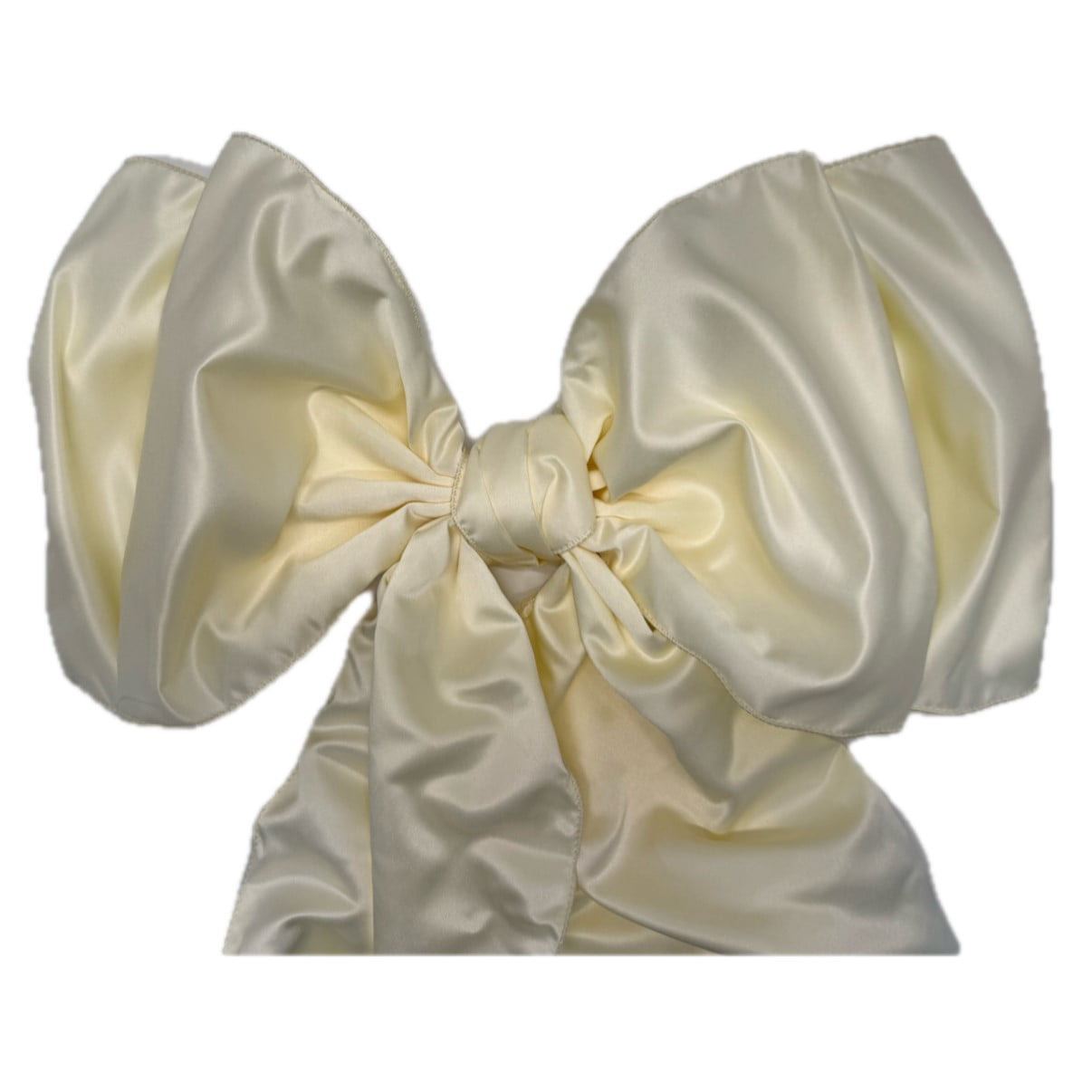 Ivory Jumbo Satin Christmas Tree Topper Bow, 22"x56", by My Texas House