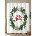 thumbnail image 4 of Merry Christmas Shower Curtain Set ，Waterproof Fabric Shower Curtains Winter Holly Red Berries Pine Cones Shower Curtains for Bathroom,Bathroom Decor 72"x84", 4 of 6