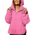 thumbnail image 1 of Chaqueta de algodón con capucha de color liso con bolsillo plegable para la cabeza, chaqueta de manga larga para mujer, 1 of 5