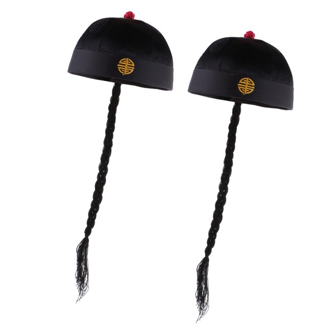 Gorra Oriental China Negra De 2 Piezas Para Hombres Adultos Con Sombrero De Traje De Fiesta De Cola De Caballo Sunnimix Sombrero Oriental Vintage