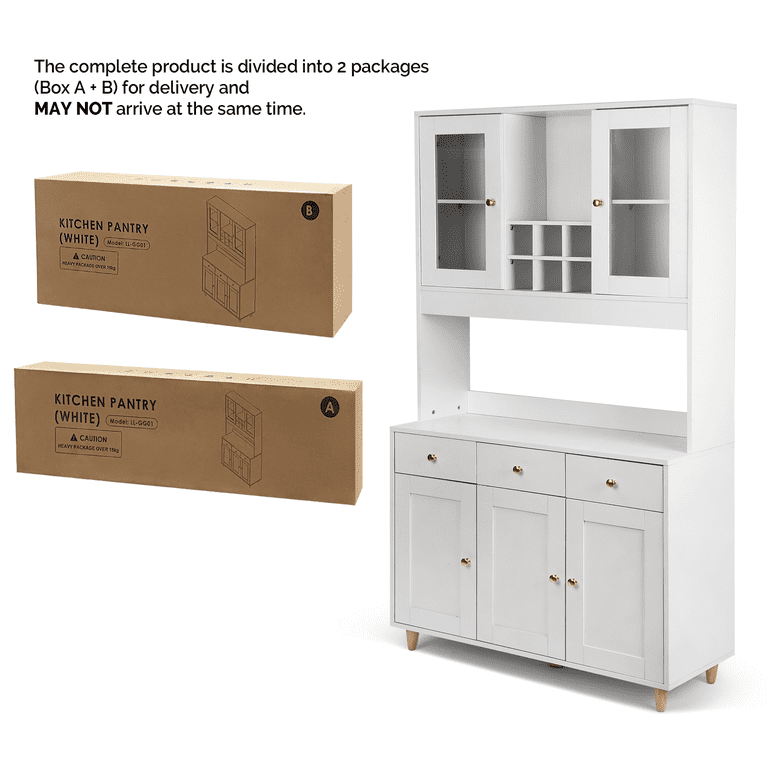  LOUVIXA Kitchen Pantry Storage Cabinet, Microwave