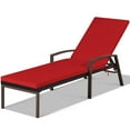 thumbnail image 3 of Gymax Adjustable Rattan Chaise Recliner Lounge Chair Patio Outdoor w/ Red Cushion, 3 of 5