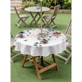 thumbnail image 4 of Outdoor Tablecloth with Umbrella Hole for Patio/Picnic/Party/Camping, Navy Blue Flowers Waterproof Table Cloth Round Cover Washable, Spring Floral Elegant Pastoral Watercolor (Dia 54"), 4 of 8