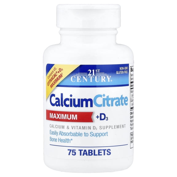 21st Century Calcium Citrate   D3 Maximum, 75 Tablets