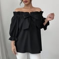 thumbnail image 2 of Rvasteizo Womens Summer Long Sleeve V Neck Blouses Shirts Solid Color Long Sleeve V Neck Holiday Print Casual Top, 2 of 5