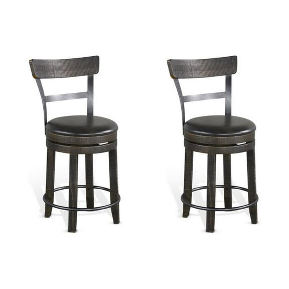 Pemberly Row 24" Wood Swivel Barstool with Back in Tobacco Leaf