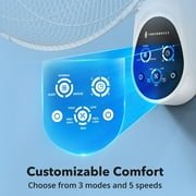 Wall-Mount Fan with Remote, TaoTronics 16 Inch Wall Fan with 3 Wind Modes, 8 Hour Timer, 90 Degree Oscillating, White