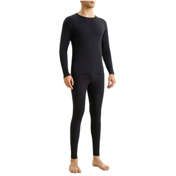 Chiccall Men's Long Thermal Underwear Set Base Layer Lightweight Brushed Long Sleeve Top & Bottom