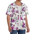 thumbnail image 2 of KLL Violets Flowers Print Men's Shirt Short Sleeve Button Down Summer Cuba Beach Shirts- 4X-Large, 2 of 5
