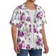 thumbnail image 2 of Fotbe Violets Flowers Camisa Estampada de Manga Corta para Hombre, Casual de Verano, Estilo Playero, Sin Arrugas-Large, 2 of 5