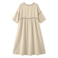 thumbnail image 7 of QIYAGBSA Womens Dresses V Neck 3/4 Sleeve with Lace Trim Pockets Relaxed Fit Boho Beach Vacation Maxi Dress (Beige XL), 7 of 7