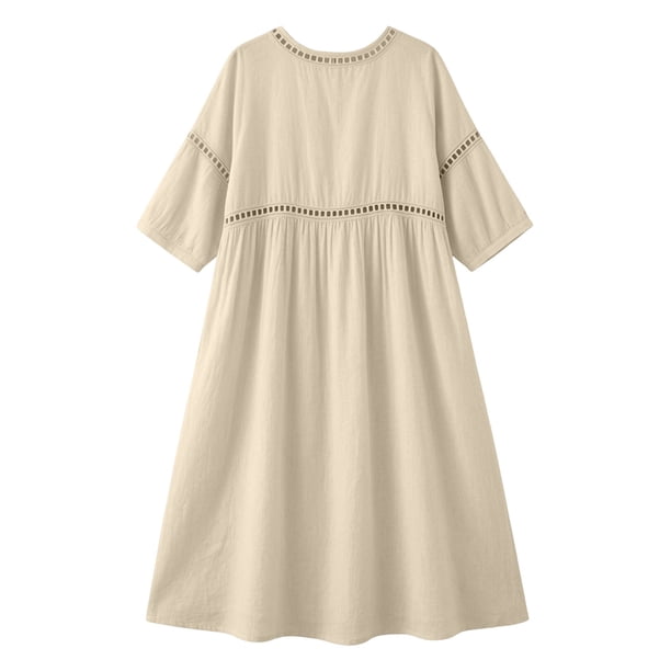 Xuyuer Women's Summer Designer Casual 3/4 Sleeve V-Neck Linen Dress - Lightweight Midi Dress for Spring, Women's Dress - Walmart Business Supplies Xuyuer Women's Summer Designer Casual 3/4 Sleeve V-Neck Linen Dress - Lightweight Midi Dress for Spring, Women's Dress - Walmart Business Supplies
