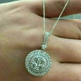 thumbnail image 2 of Bluebell Jewels White Round Cut Cubic Zirconia Double Halo Cluster Pendant Necklace14k White Gold Finish, 2 of 4