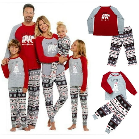 

Christmas Family Matching Pajamas Set Adult Men Women Kids Xmas Santa Sleepwear Nightwear Outfits Parent-Child Two-Piece Pajamas Letter Animal Print Long Sleeve Tops and Pants for Home