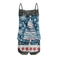 thumbnail image 4 of Puntoco Ropa de dormir para mujer, conjunto de pijama informal con tirantes de encaje sexy para Navidad para mujer, camisetas sin mangas y pantalones cortos, 4 of 5