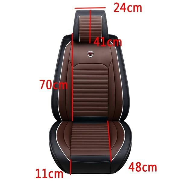 Luxury Breathable Car Seat Covers, Universal 5D PU Leather Front Seat Protectors Compatible with Airbag Protector for Most Cars SUVs Trucks（Black Red,1PC）