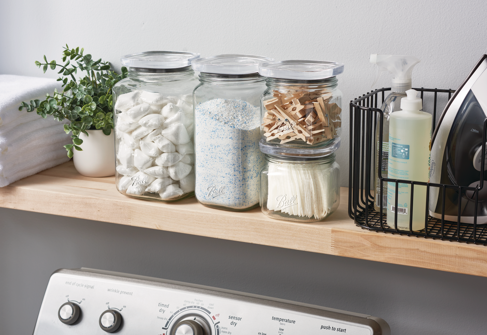 Ball Half Gallon Glass Jar with Glass Lid, Cup Stackable