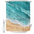 thumbnail image 2 of Ocean Waves Shower Curtains for Bathroom, Abstract Gradient Yellow Turquoise Waves Beach Washable Fabric Shower Curtain with Hooks Waterproof Bathroom Decor Sets, 54 x 78 Inches, 2 of 9