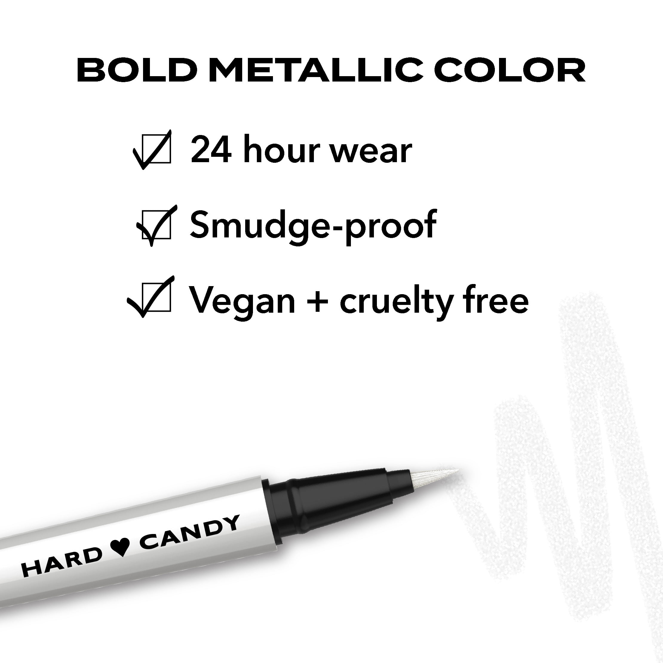 (2 pack) Hard Candy Party Lines Color Play Eyeliner, Liquid Liner, 24HR Wear, Snowed In, Metallic White