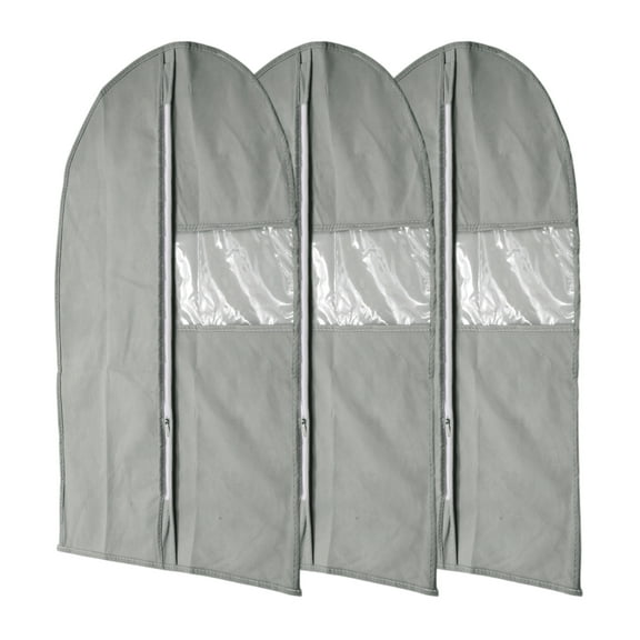 Unique Bargains 3 Pcs Dustproof Transparent Window Garment Bag Gray 27.56"x17.72"