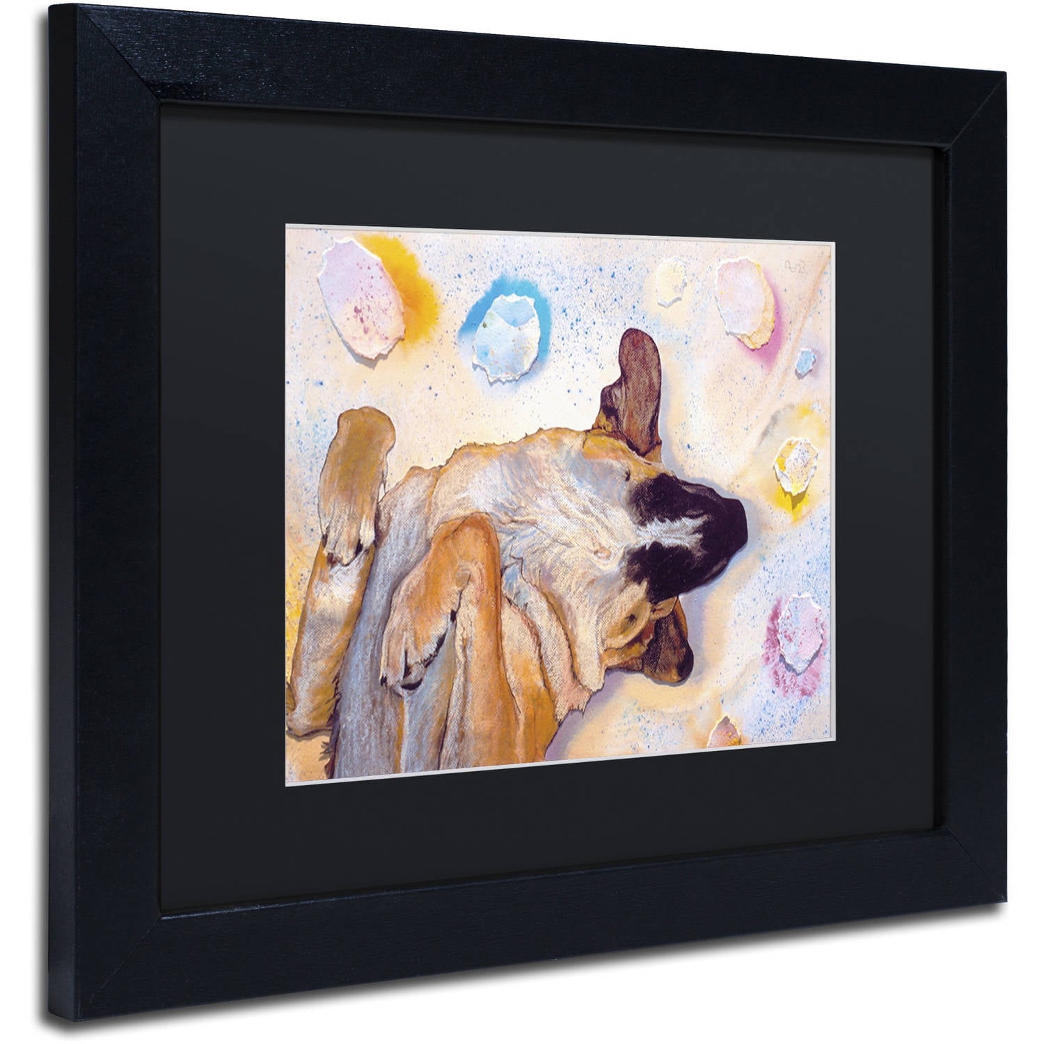 Trademark Fine Art "Dog Dreams" Canvas Art by Pat Saunders-White, Black Matte, Black Frame