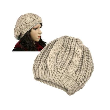 Rose Beanie Hat - Zodaca Womens Beanie Hat Winter Warm Crochet Ball Girl Woman Lady Cap Hat Soft Knit High Quality Stylish Headwear