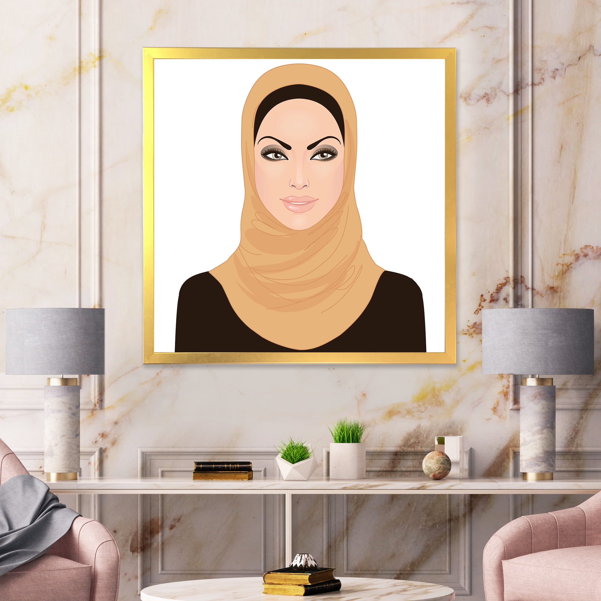 Designart 'Portrait of Muslim Girl In Traditional Hijab' Modern Framed Art Print