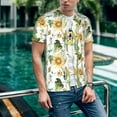 thumbnail image 6 of Zufioo Watercolor Bright Sunflowers Print Men's Baseball Short Sleeve, Moisture Wicking Button-Down Hip Hop Tee-4X-Large, 6 of 7