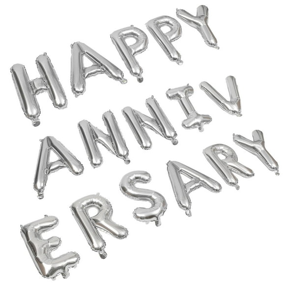 OULII 1Set Anniversary Celebration Balloon Silver Aluminum Film for Creative Easy Inflate Party Decor Kit