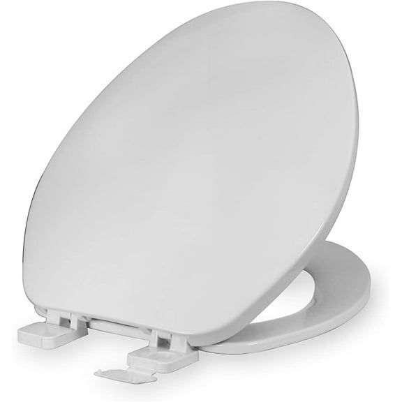 Highcraft Elongated Plastic Toilet Seat Slow Close Adjustable Hinge, White