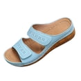 thumbnail image 2 of Samdudou Sandals for Women Casual Summer Slip On Flat Shoes Open Toe Double Strap Hollow Out Pattern Lightweight Footwear for Office, 2 of 9