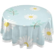 SKYSONIC Beautiful Little Daisies Round Tablecloth 60In,Table Cover Water Resistant Spill Proof Large Table Cover for Indoor & Outdoor Family Gathering Dinner, Hotel, BBQ