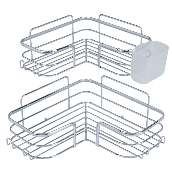 Bath Bliss 3 Piece Adhesive Corner Shelf Caddy Set in Chrome